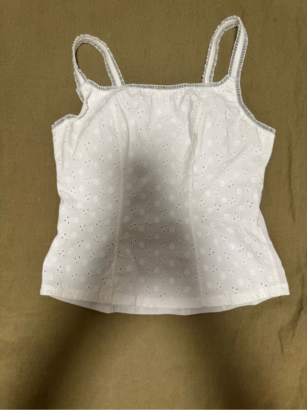 White House Black Market White Sheer Dot Mesh Camisole - corset
